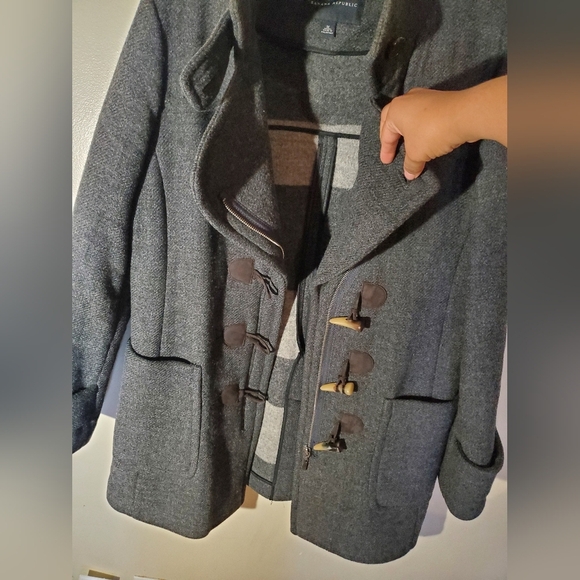 Banana Republic Grey Wool Toggle Coat Size M - Picture 4 of 8